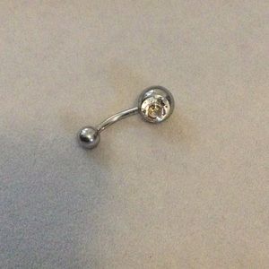 Silver gem belly ring